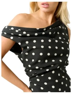 Stella Polka Dress in Black/Vanilla