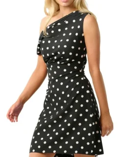 Stella Polka Dress in Black/Vanilla