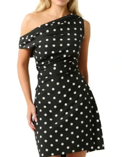 Stella Polka Dress in Black/Vanilla