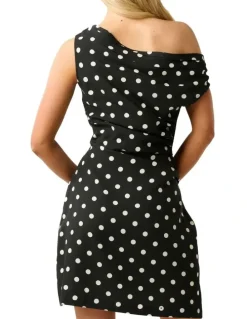 Stella Polka Dress in Black/Vanilla