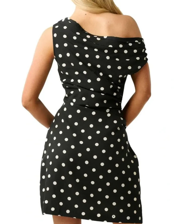 Stella Polka Dress in Black/Vanilla