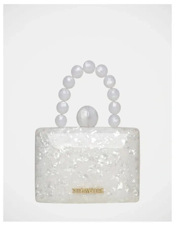 Steve Madden BAllure Clutch Bag in White/Gold