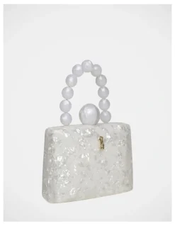 Steve Madden BAllure Clutch Bag in White/Gold