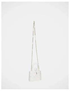 Steve Madden BAllure Clutch Bag in White/Gold