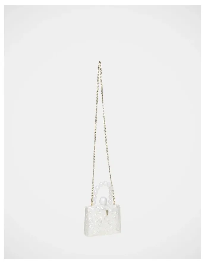 Steve Madden BAllure Clutch Bag in White/Gold