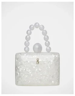 Steve Madden BAllure Clutch Bag in White/Gold