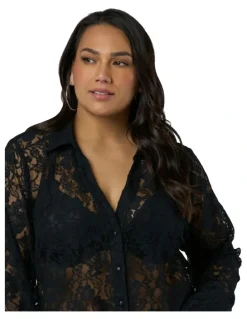 Sunday in the City Eclipse Lace Shirt in Black