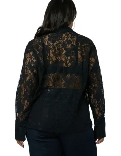 Sunday in the City Eclipse Lace Shirt in Black