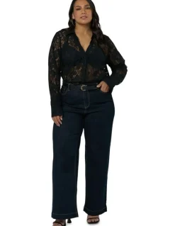 Sunday in the City Eclipse Lace Shirt in Black