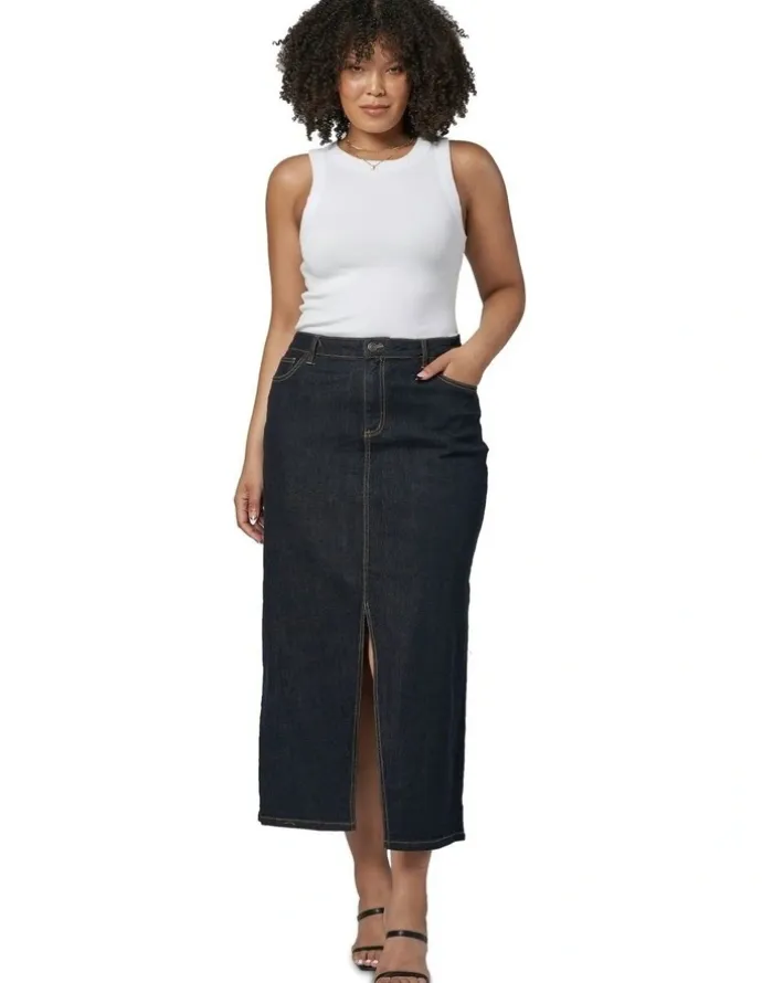 Sunday in the City Hype Denim Maxi Skirt in Denim