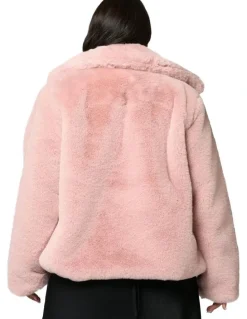 Sunday in the City Midnight Aura Fur Jacket in Pink