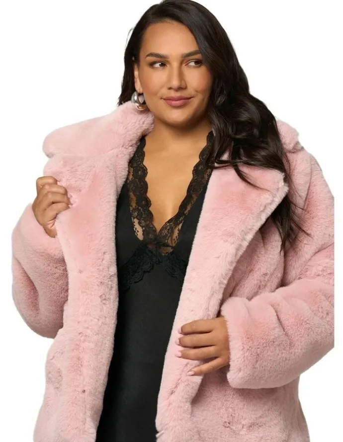 Sunday in the City Midnight Aura Fur Jacket in Pink