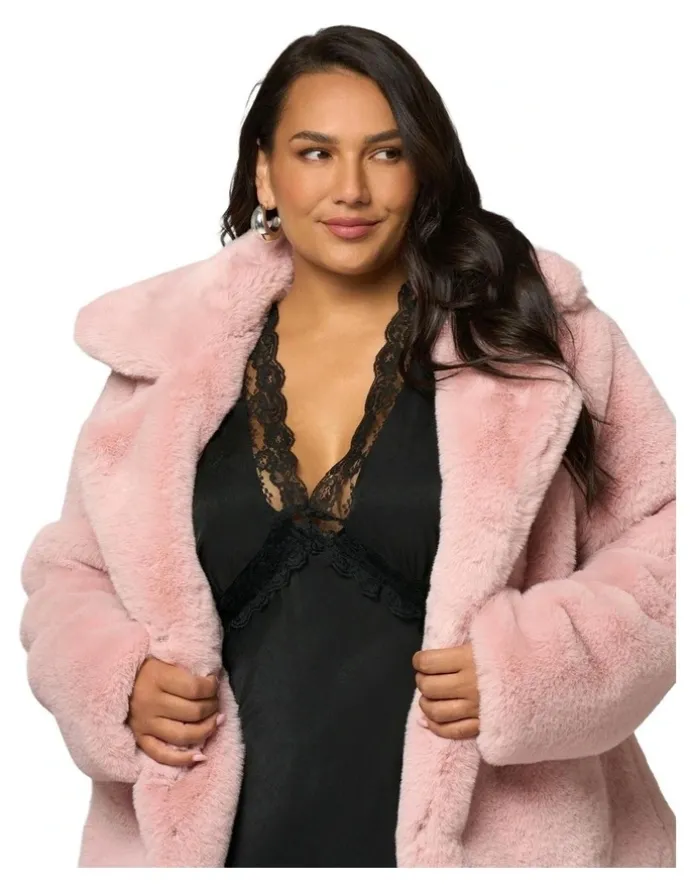 Sunday in the City Midnight Aura Fur Jacket in Pink