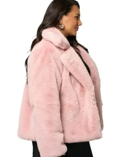 Sunday in the City Midnight Aura Fur Jacket in Pink