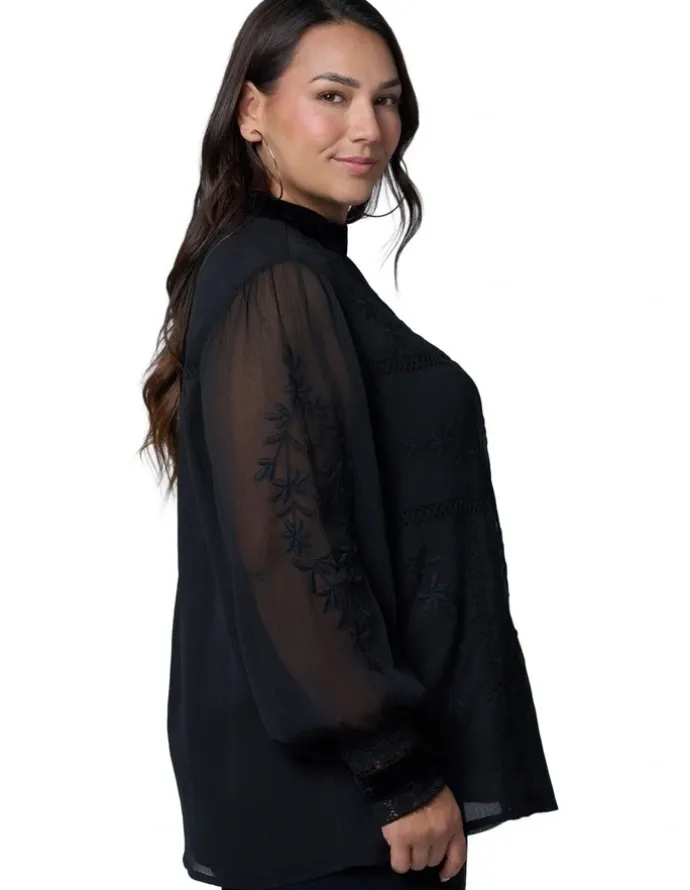 Sunday in the City Nightfall Embroidered Blouse