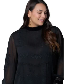 Sunday in the City Nightfall Embroidered Blouse