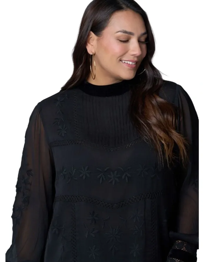 Sunday in the City Nightfall Embroidered Blouse