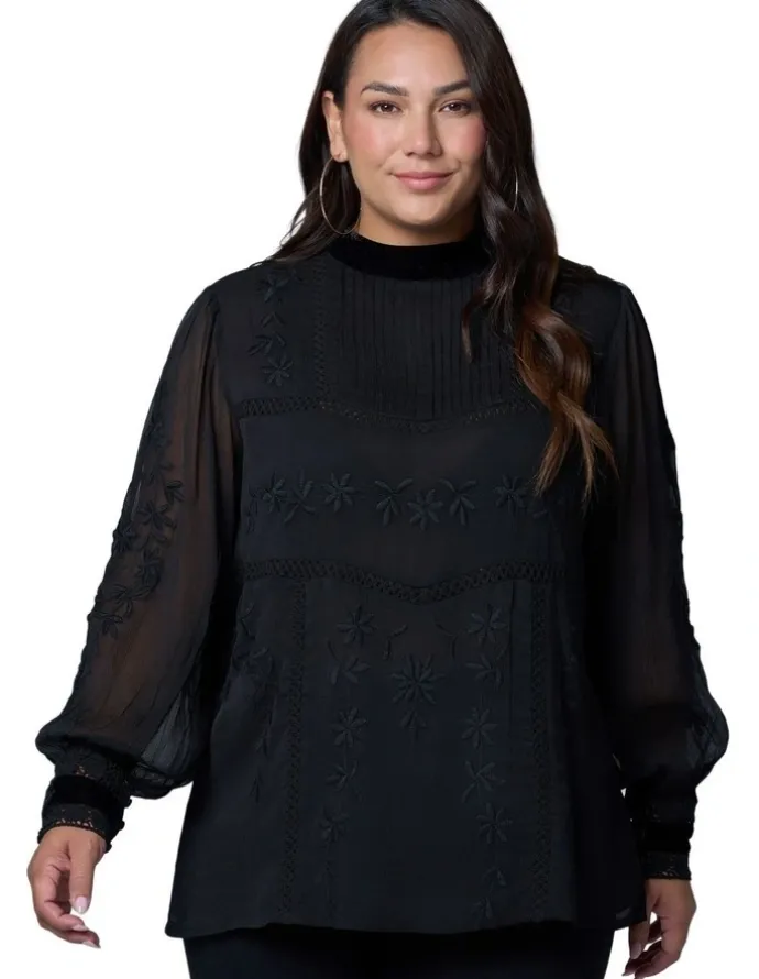 Sunday in the City Nightfall Embroidered Blouse