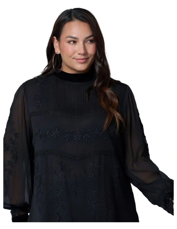 Sunday in the City Nightfall Embroidered Blouse