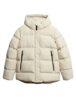 Superdry 5 Baffle Sports Puffer Jacket in Oat Bran