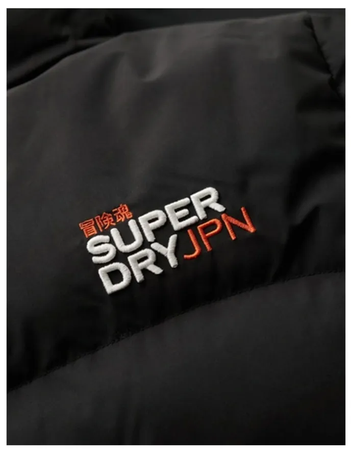 Superdry Hooded Sports Puffer in Black