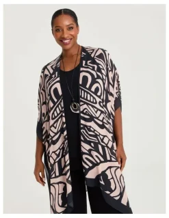 Taking Shape Abstract Print Cape Kimono Multi