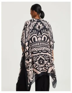 Taking Shape Abstract Print Cape Kimono Multi
