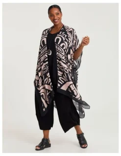 Taking Shape Abstract Print Cape Kimono Multi