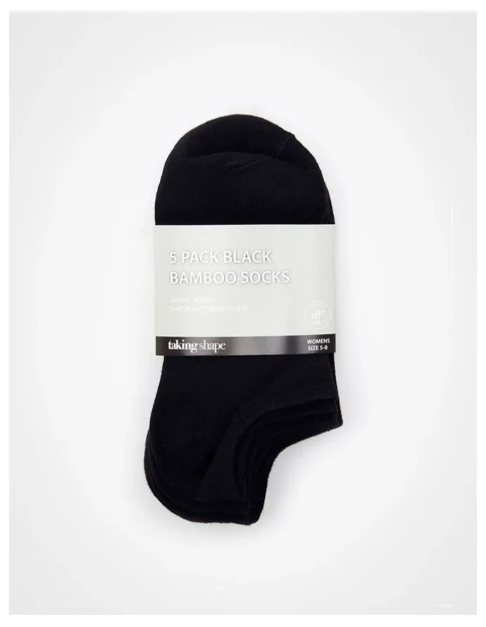 Taking Shape Bamboo Ankle Socks 5 Pack in Black