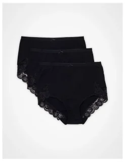 Taking Shape Bamboo Lace Briefs 3 Pack in Black