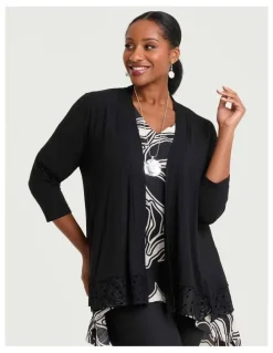 Taking Shape Bamboo Lace Trim Cardigan Black