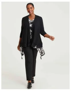 Taking Shape Bamboo Lace Trim Cardigan Black