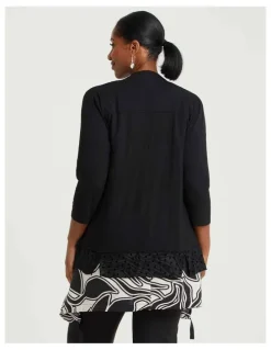 Taking Shape Bamboo Lace Trim Cardigan Black