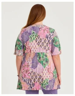 Taking Shape Bardot Bamboo Foil Crush Top Print