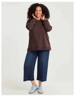Taking Shape Boyfriend Tunic Sweat in Chocolate Fudge
