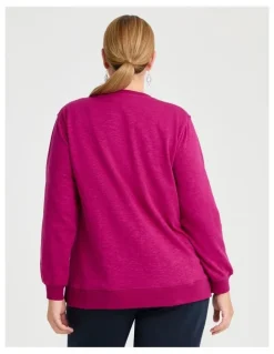Taking Shape Boyfriend Tunic Sweat Top in Magenta