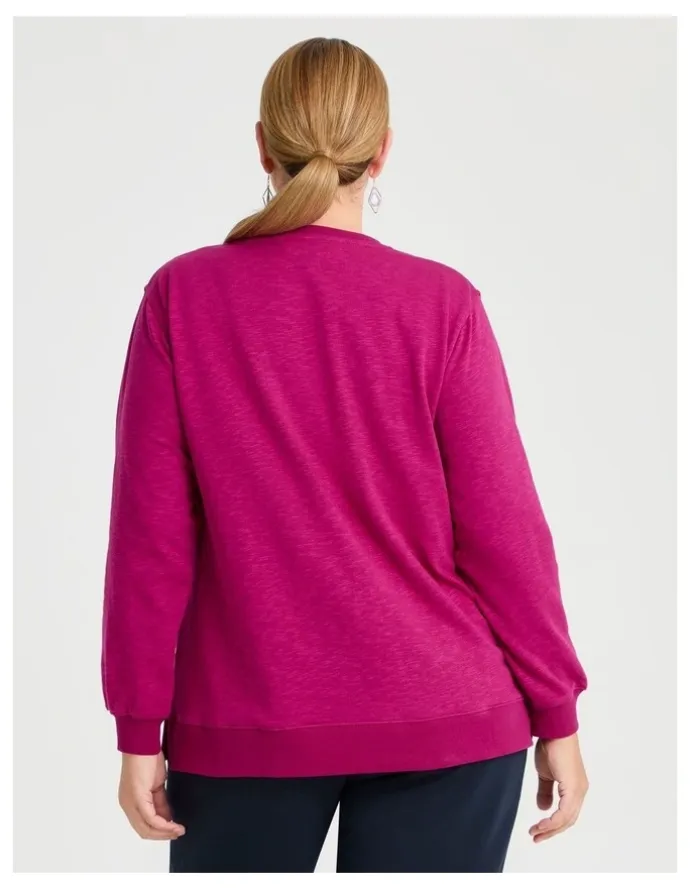 Taking Shape Boyfriend Tunic Sweat Top in Magenta