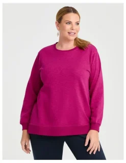 Taking Shape Boyfriend Tunic Sweat Top in Magenta