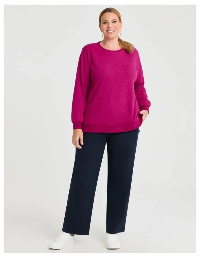 Taking Shape Boyfriend Tunic Sweat Top in Magenta