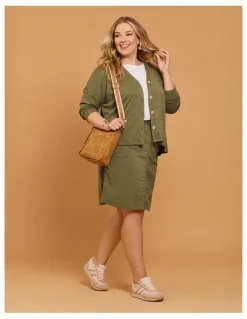 Taking Shape Castaway Rib Waistband Skirt Dusty Khaki