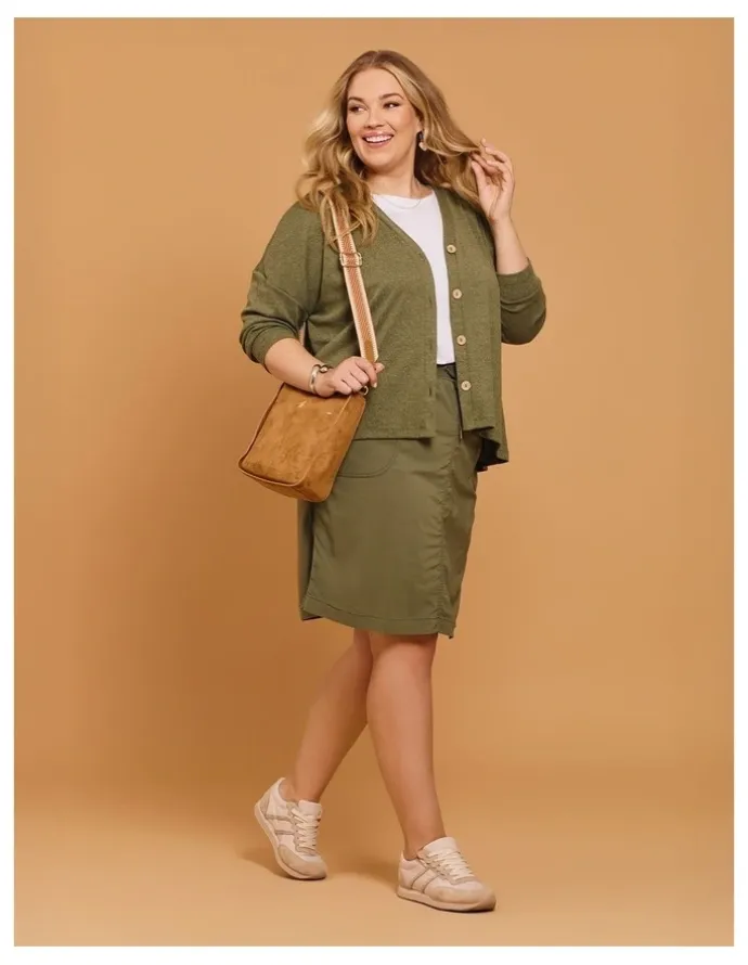 Taking Shape Castaway Rib Waistband Skirt Dusty Khaki