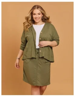 Taking Shape Castaway Rib Waistband Skirt Dusty Khaki