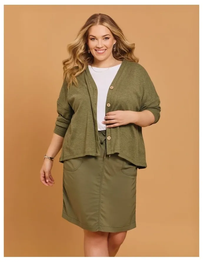 Taking Shape Castaway Rib Waistband Skirt Dusty Khaki