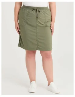 Taking Shape Castaway Rib Waistband Skirt Dusty Khaki