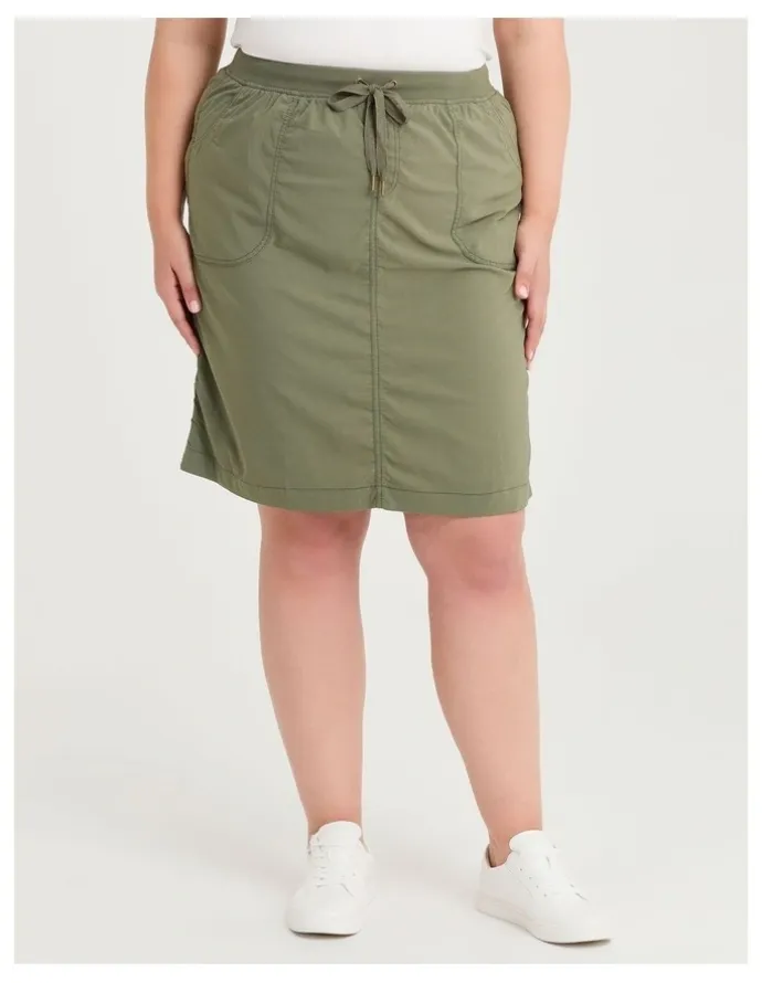 Taking Shape Castaway Rib Waistband Skirt Dusty Khaki