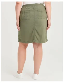 Taking Shape Castaway Rib Waistband Skirt Dusty Khaki
