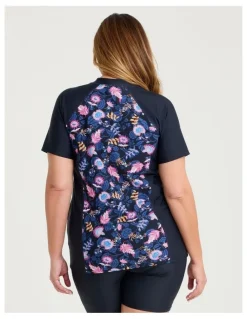 Taking Shape Coastal Blooms Rash Vests Navy/Print