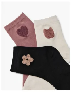 Taking Shape Cosy Pattern Cotton Socks 3 Pack in Multi