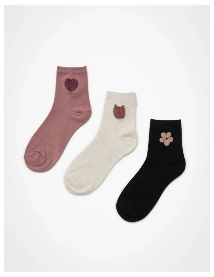 Taking Shape Cosy Pattern Cotton Socks 3 Pack in Multi