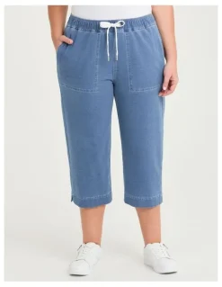 Taking Shape Cotton Denim Crop Pant Chambray Blue